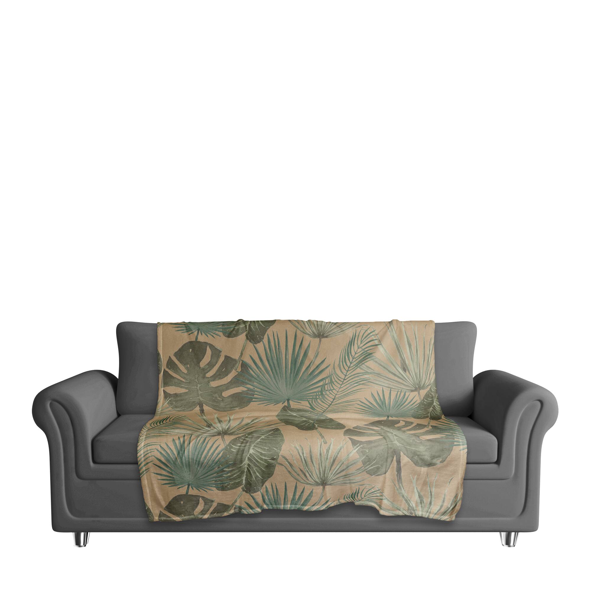 Tropical Palm Coral Fleece Blanket